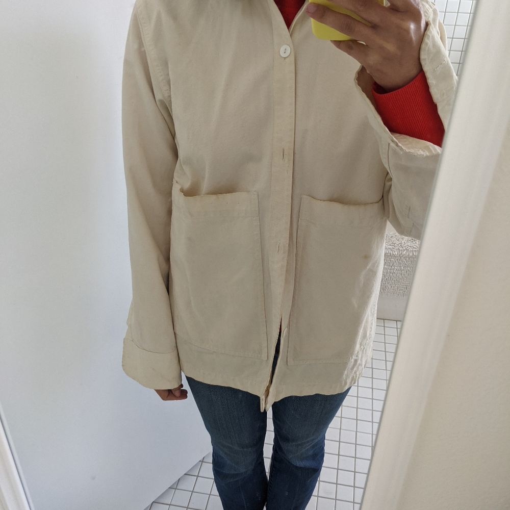 Ijji chore coat canvas work coat cream XS